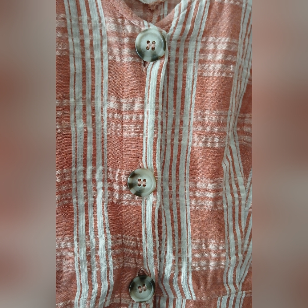 Maurices Peach Plaid Button-Front Midi Dress - Picture 6 of 10